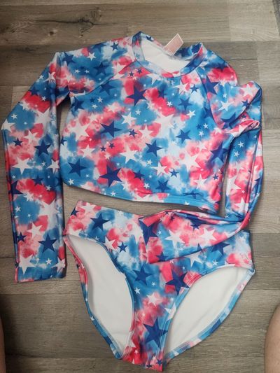 Cat & Jack New missing tags Swimshirt stars set never worn 10-12