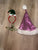 Pink sequin Santa hat, Holiday elves headband. And Bells necklace