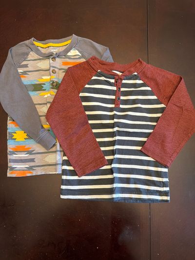 Carters and cat and jack set of two long sleeved Three button tees 3T