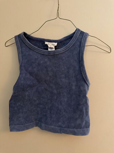 Happily Grey M/L Slate Blue Ribbed Tank Top Junior M - 7