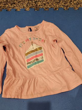 Pink 'Its my B Day' long-sleeve top. long-sleeve peplum top 5T/5
