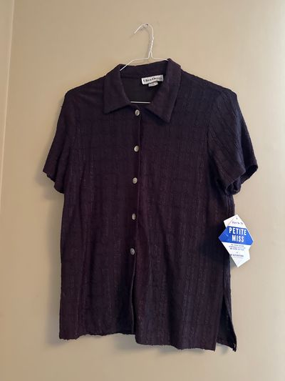 NWT Ultra Dress 8P Charcoal Dressy Collar Top Women's - S