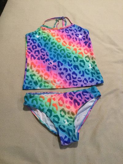Swimwear size 11/12 Rainbow cheetah tankini 10-12