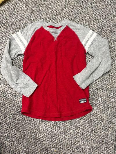 Osh kosh Red and grey long sleeve baseball tshirt 7-8