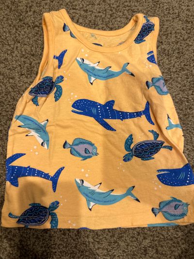 Old Navy orange tank top with sea animals  18-24 Months