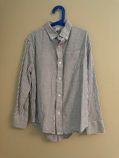 Gap Gray Striped Oxford Longsleeve 10-12