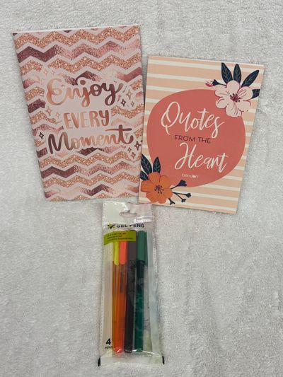 Writing book, gel pens and quotes from the heart Writing book, gel pens and quotes from the heart