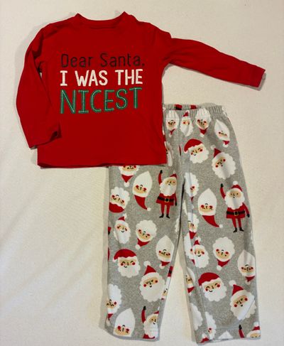 Just One You by Carters Long sleeve shirt and fleece pants set, Dear Santa 3T