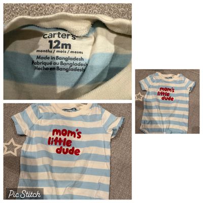 Carters Short sleeve Moms little dude onesie 12 Months