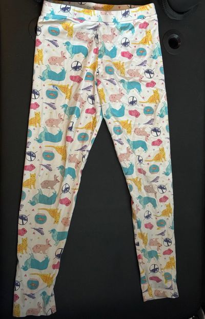 Spotted Zebra White Leggings with Animals 7-8