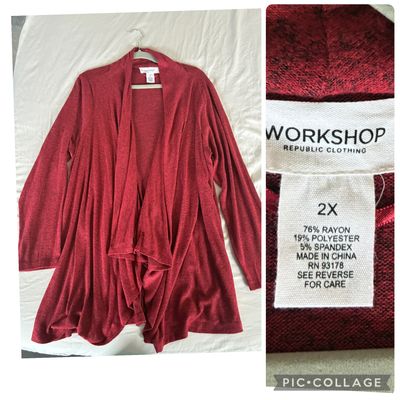 The workshop open duster top Cranberry open duster -great layering piece Women's 2X