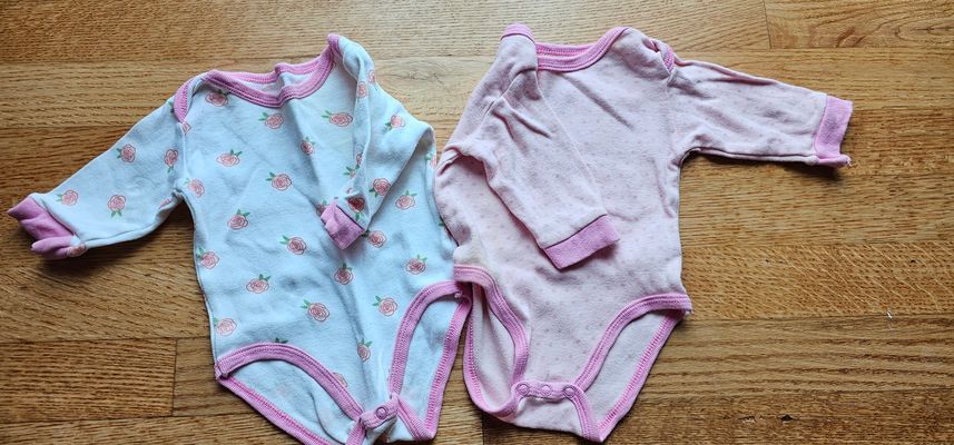 Sweet and Soft Baby girl 2-pack rose and pink long sleeves bodysuits 6-9 Months
