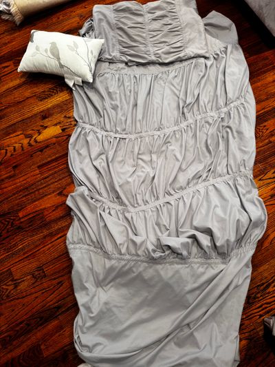 Gray ruffle duvet set Queen size matching pillowcase and decorative pillow