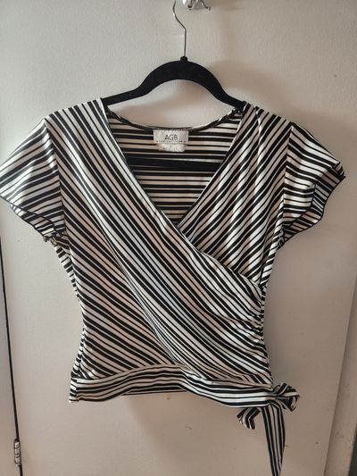 AGB Short-sleeve summer top, office wear, bow tie on side, worn once Women's - S