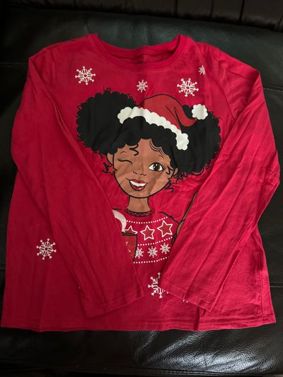 Childrens Place Red Snowflake Graphic LS Shirt 7-8