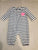 Gap snap jumpsuit Blue and white stripe with pink heart pocket 6-12 Months