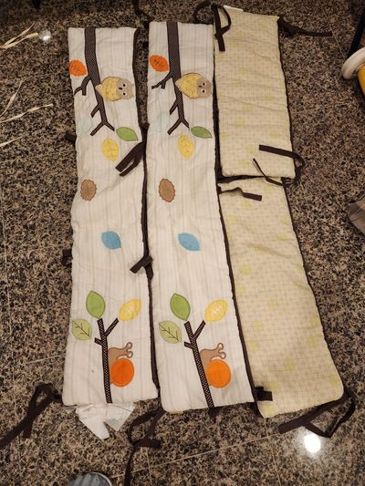 crib bumper pads with an owl, squirrel, and tree d crib bumper pads with an owl, squirrel, and tree design