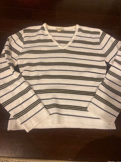 In charge White Black and Tan long sleeve sweater Women's - M