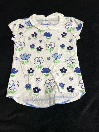 Gymboree White collared w blue flowers 5T