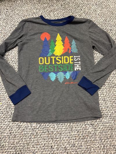 Eddie bauer Outside is the best side long sleeve tshirt 7-8