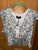 NEW MINK PINK NEW cropped blue floral flutter sleeve top Women's - L