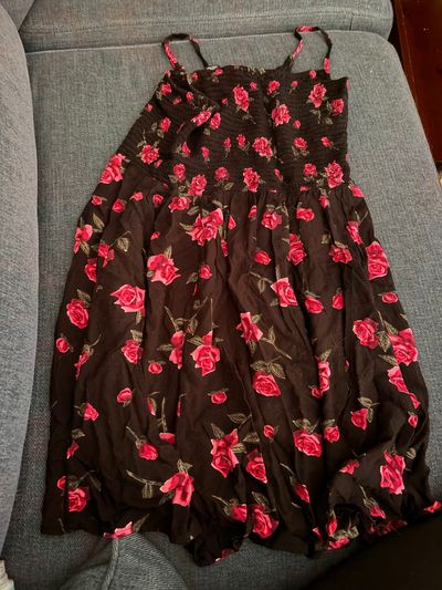 Black tank dress with pink red flowers  Women's - M