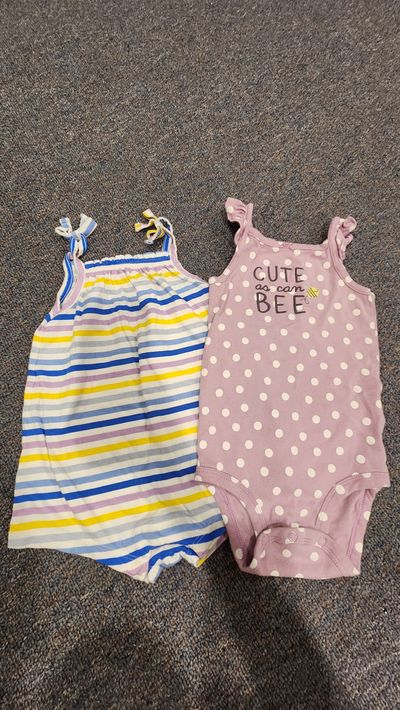 Carter's and Old Navy Summer bodysuits with ruffles 12-18 Months