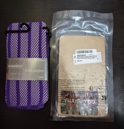 Womens Small/Medium 2 pack Fishnet Pantyhose Purple & Tan Size small/medium Women's - S