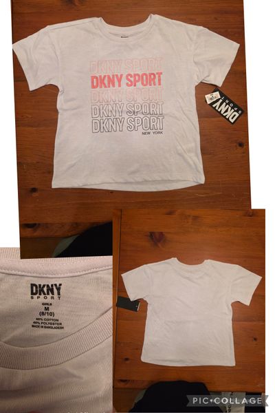 DKNY Sport NWT size 8-10 white tshirt 7-8