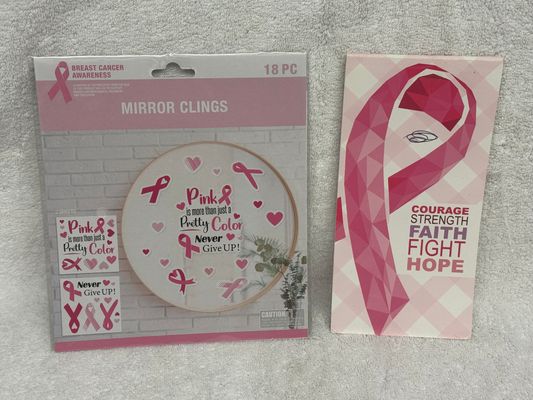 Brand New Breast Cancer Window Clings & Pad. Mark Brand New Breast Cancer Window Clings & Pad. Mark On cover
