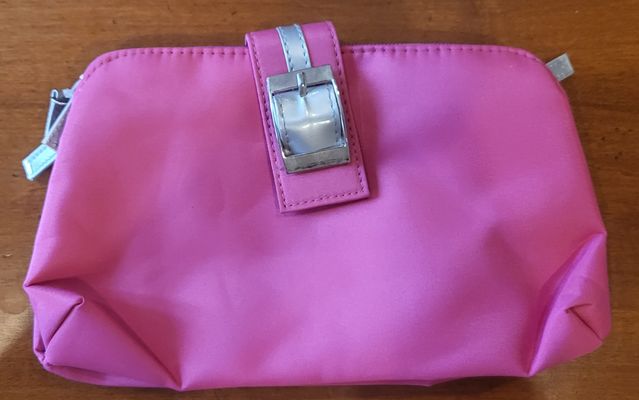 Macys NEW Beatiful pink 4 zipper compartments snap close
