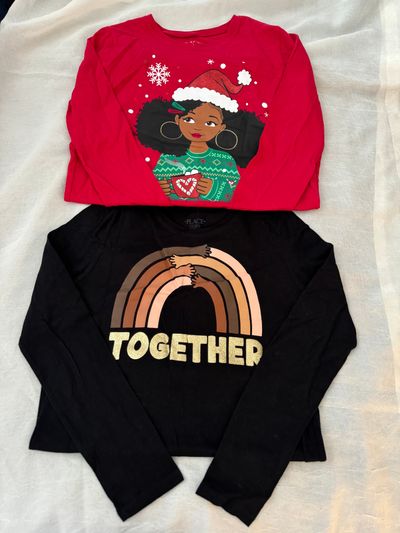 Childrens Place Black & Red Graphic Shirts -2pcs 10-12