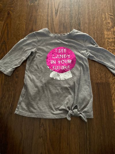 Cat & Jack size XS 4/5 Gray 3/4 in sleeve message changing shirt 4T