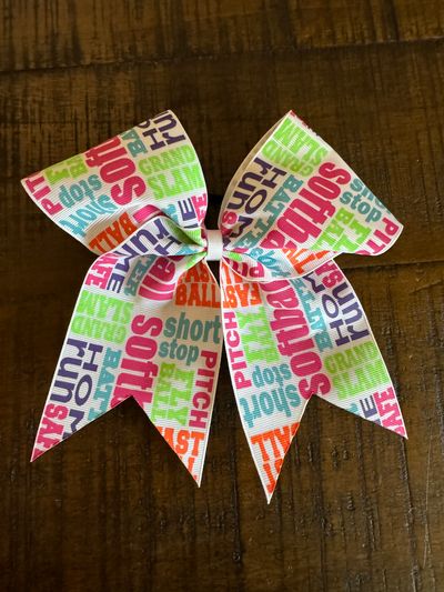 Boutique NEW 3 inch cheer bow white, softball, fly ball, pitch