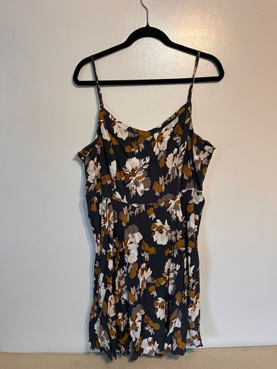 Old Navy Navy A-Line Dress w Large Flower Print Women's XXL 18
