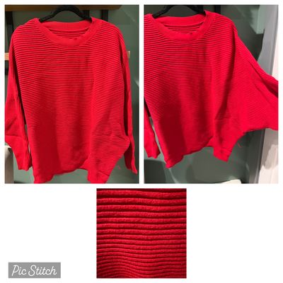 Plus size Plus size red bat wing sweater Women's 2X