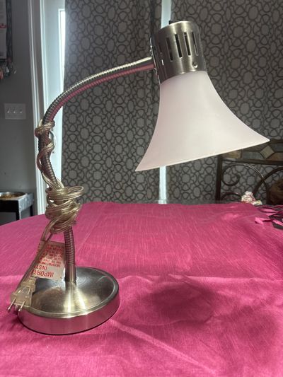 Desk lap repose-able Silver-chrome tone with frost white shade