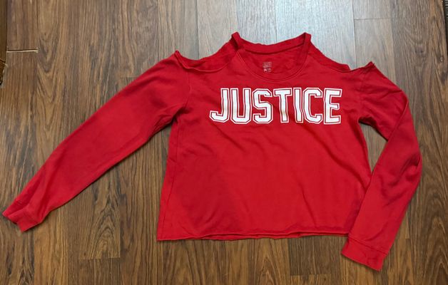 Justice Red cut out shoulder justice shirt 14-16