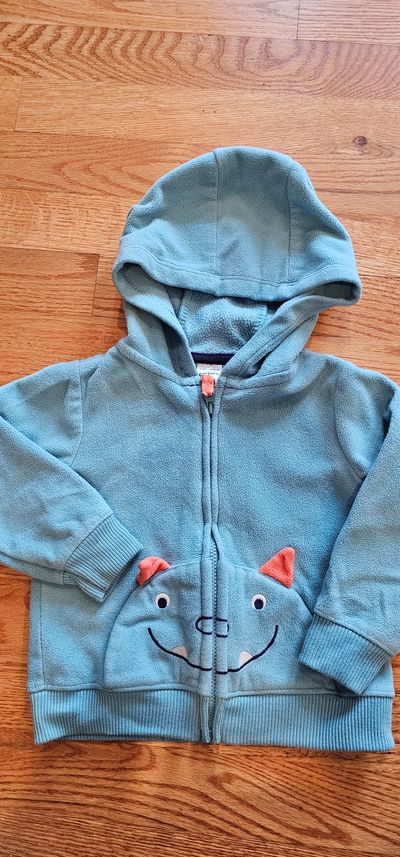 Carter's Cute Monster zip up hoodie in excellent condition 18 Months