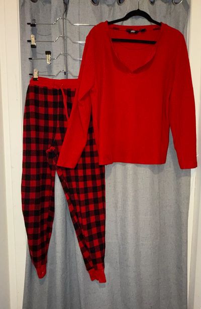 Lands End Womens red flannel matching set pajamas Women's - XL
