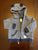 Carters fleece lined zip up hoodie Blue striped with ears on the hood 12 Months