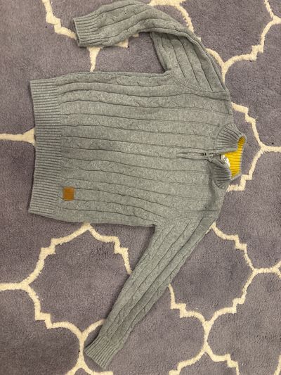 Kid nation 10 Grey zip up mock neck sweater cable knit 5T/5