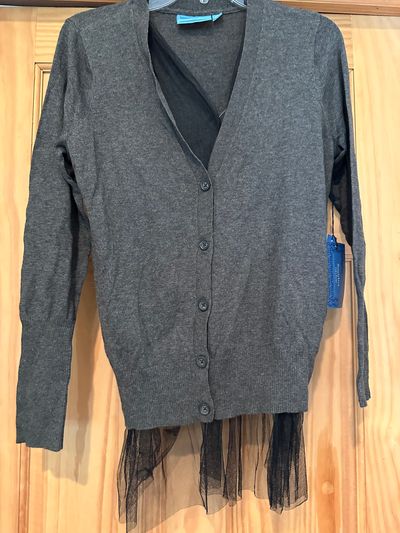 Brand new with tags Simply Vera Grey cardigan with Tulle Petite L Women's - L