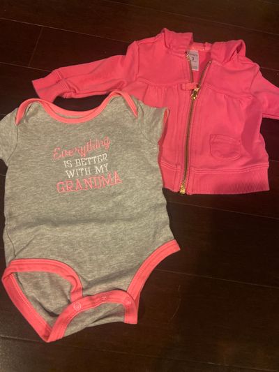 Carters 3 months. Onesie and zip up pink sweater 3 Months