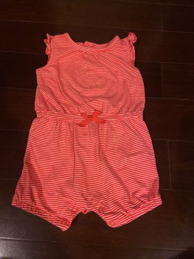Carters 6 months baby girls dark pink and white onesie 6 Months