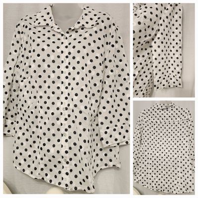 Karen scott LS black dots blouse Women's - M