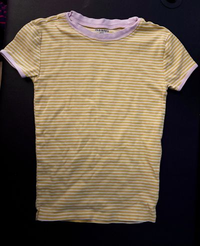 Old Navy Yellow and white striped tee 10-12