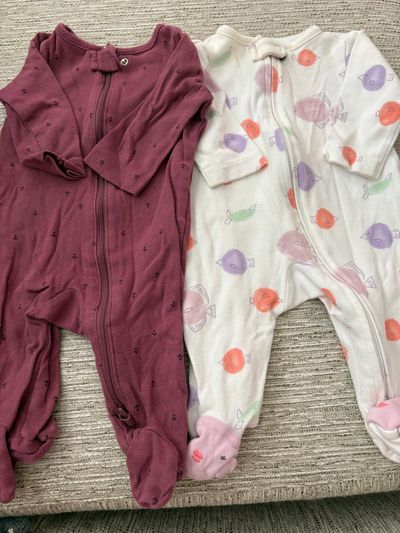 Carters Zip up pjs fish and floral size 3 months 0-3 Months