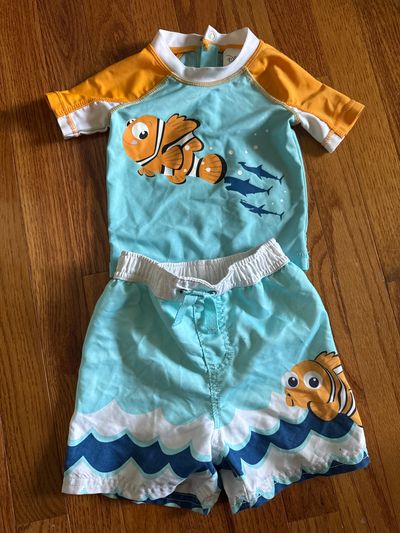 Disney store Boys Nemo swim trunks 9-12mo, rashguard 6-9mo 6-9 Months