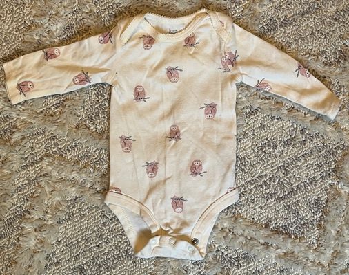 Just one you by carters long sleeve onesie Cute owl print. Excellent condition. SFPF home 3 Months